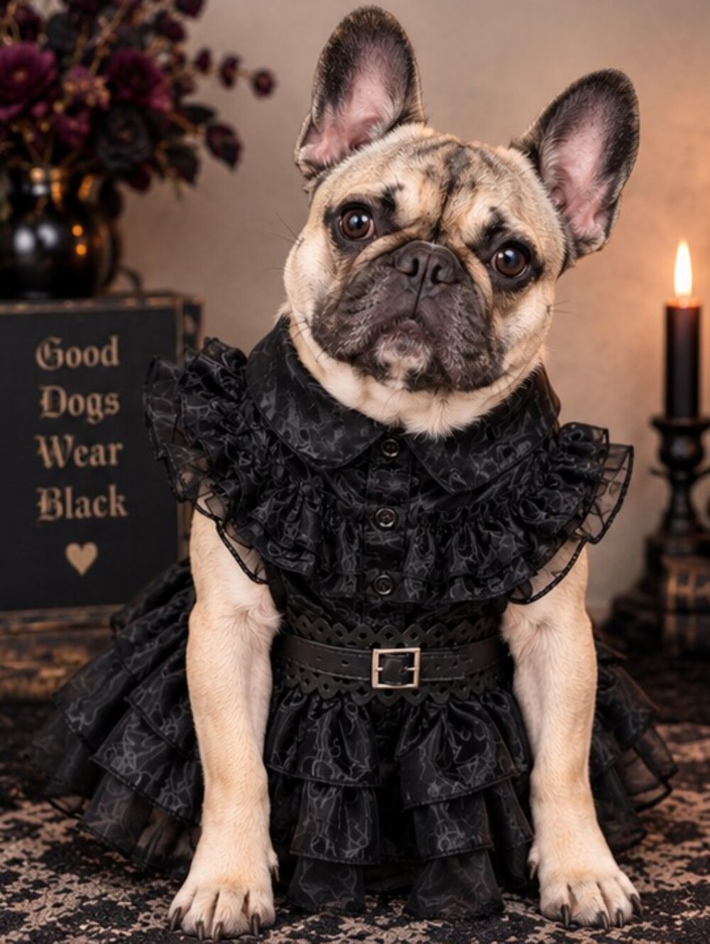 Wednesday Addams Pet Cosplay Dress Costume Halloween Small Breed Size Large NWT
